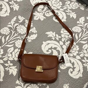 NWT LOFT Tan Crossbody Bag with Gold Accent